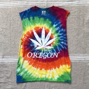 Tie Dye Oregon Cannabis Sleeveless T-Shirt